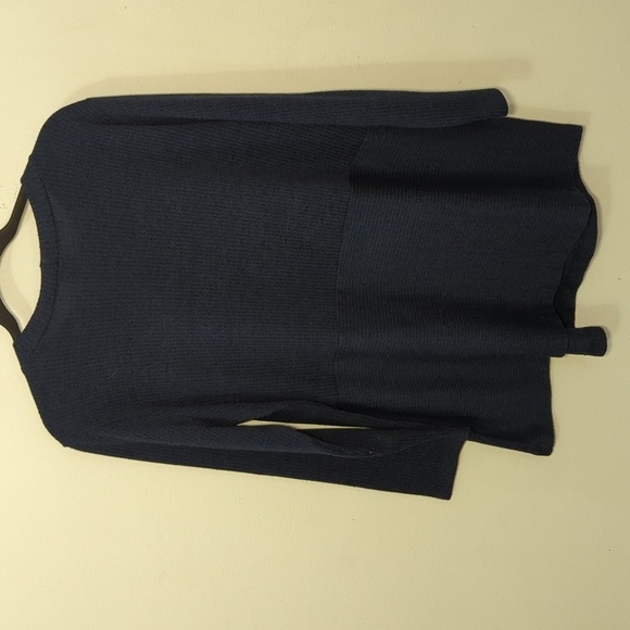 Clara Sunwoo Sweater Tunic Blue Round Neck Envelope Hem Waffle Knit Women's L - Picture 6 of 6